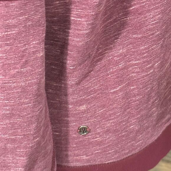 Heathered Pink Relaxed Hoodie with Long Sleeves and Ribbed Details​ - Picture 3 of 7